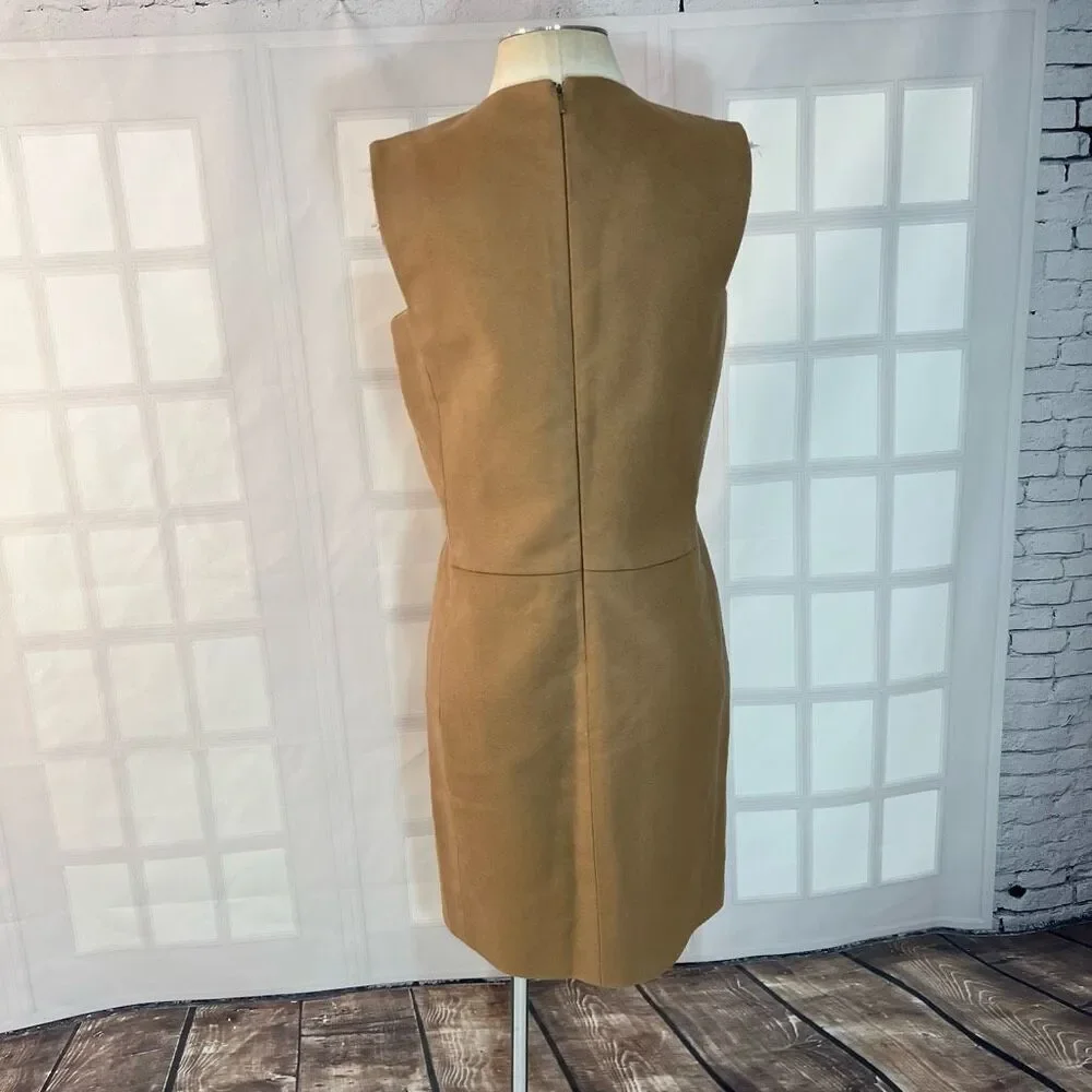 Nellie Partow tan sleeveless business professional sheath dress size 8